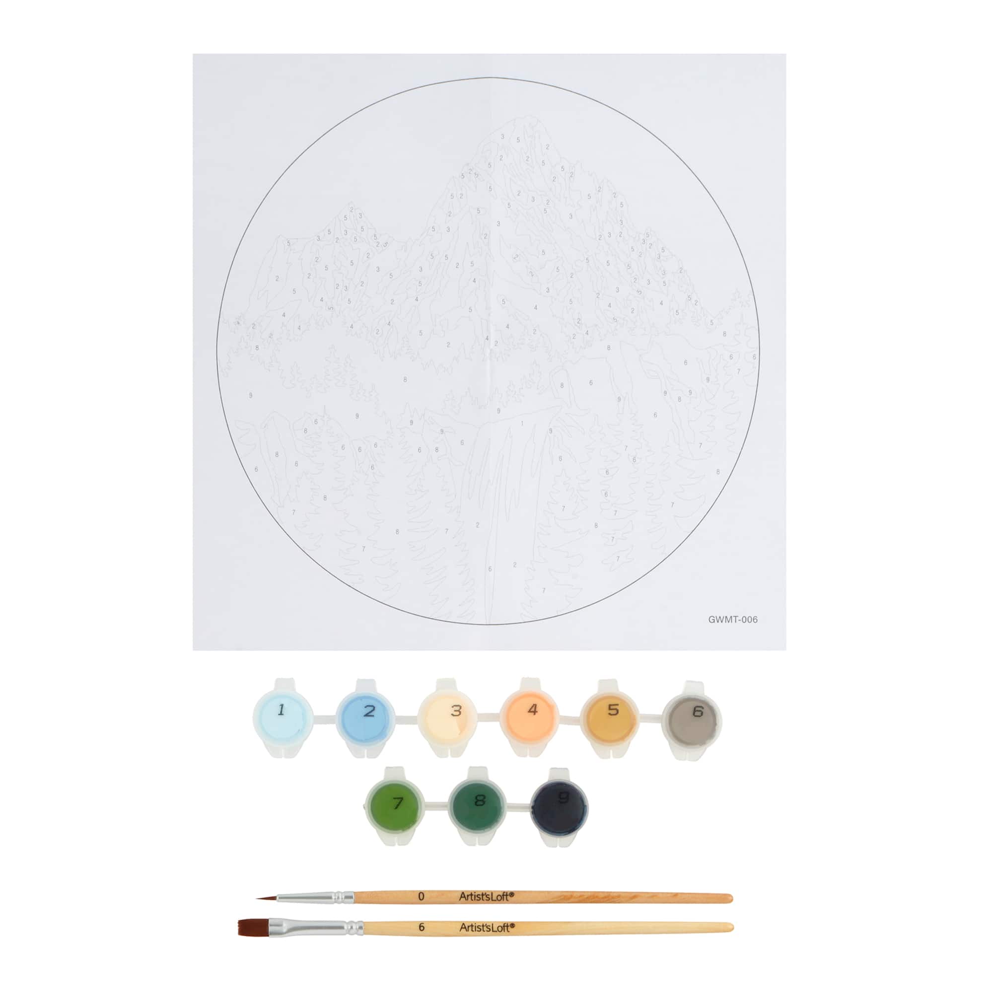 Mountain Waterfall Paint-by-Number Round Plywood Surface Kit by Artist's Loft®